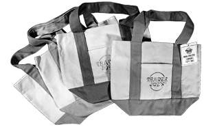 Image of 4 mini tote bags from Trader Joe's